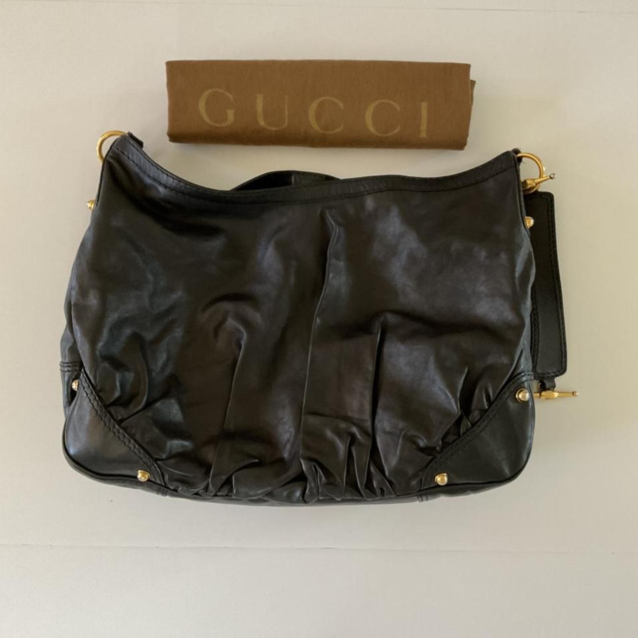 Vintage Black Large Gucci Jockey Hobo Bag. Crafted Depop