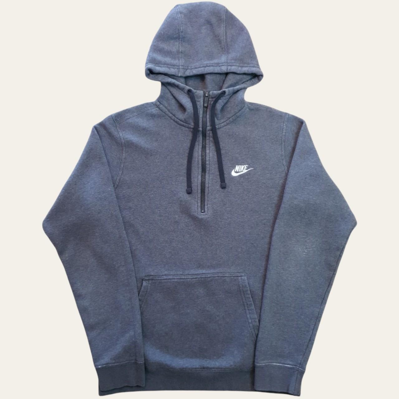 Nike quarter zip hoodie in grey with embroidered... - Depop