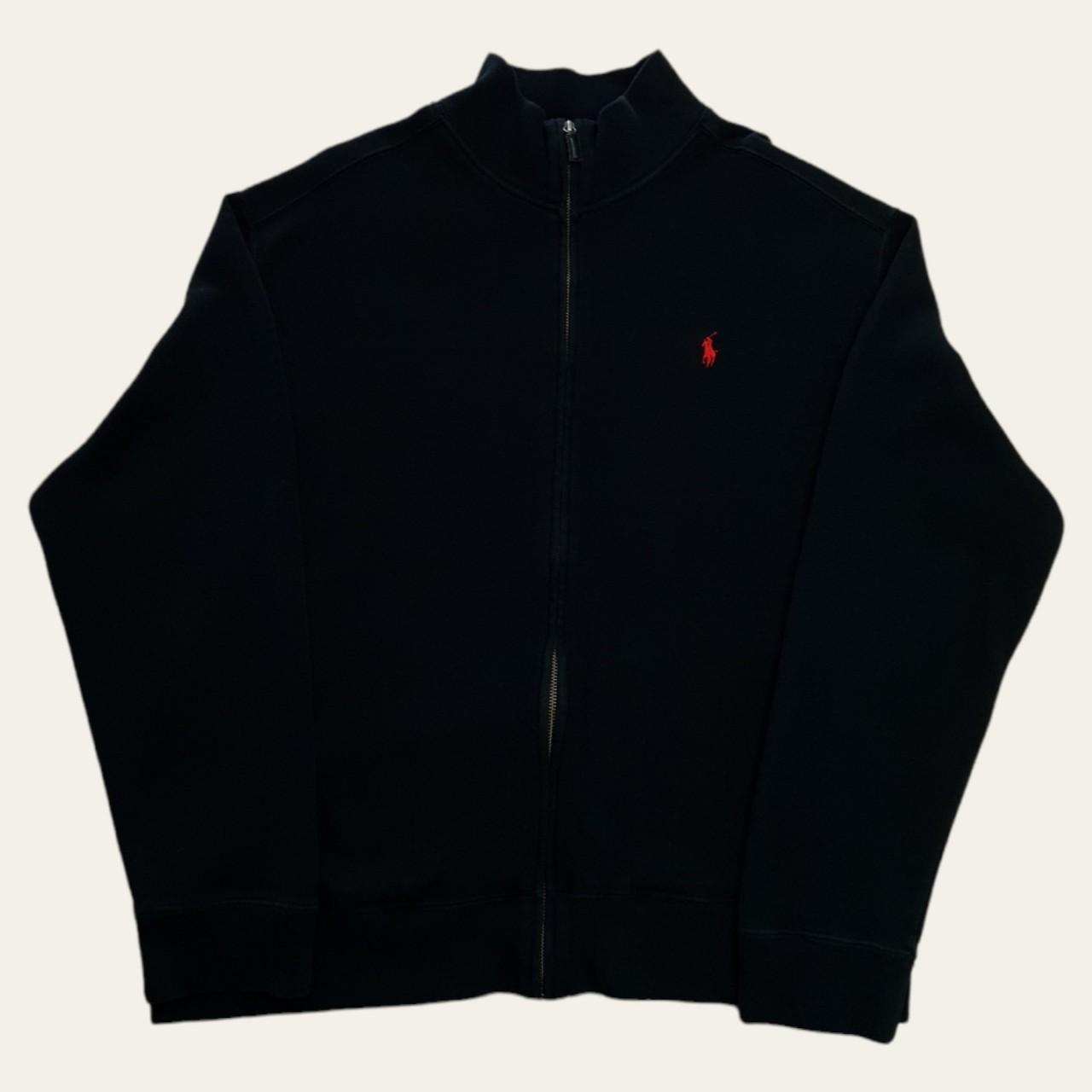 Vintage Ralph Lauren Full Zip jacket Jumper in black... - Depop