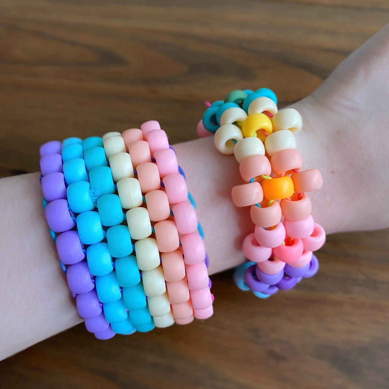 Kandi Cuff Set Pastel Rainbow Themed Kandi Set Depop   P0 