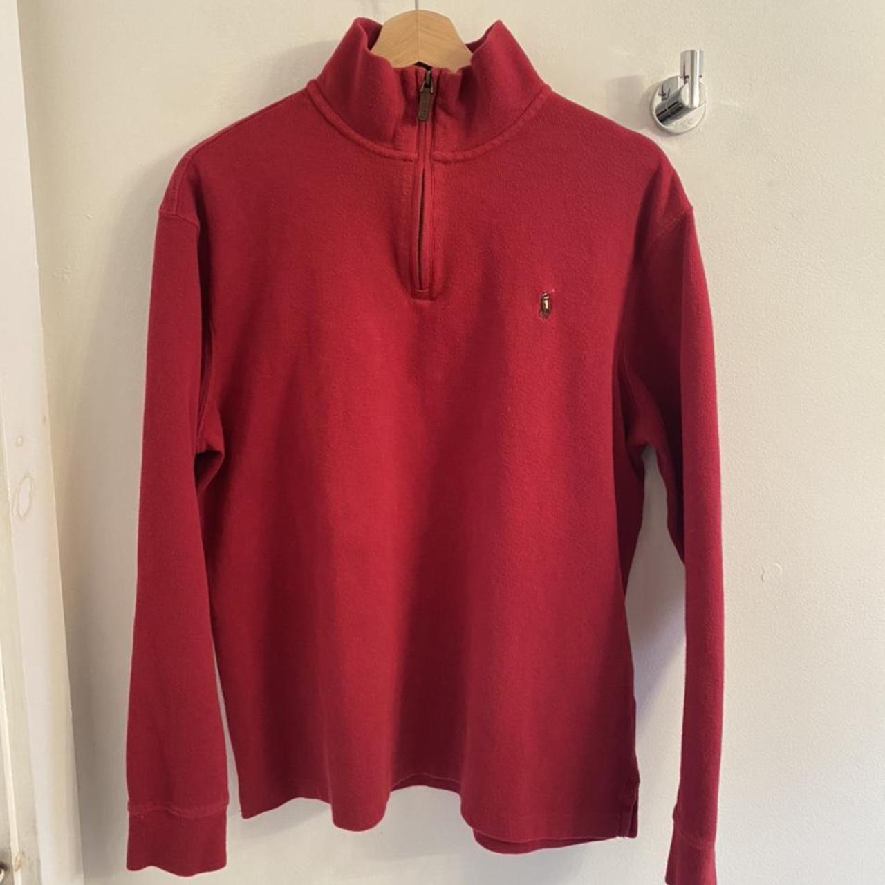 Ralph Lauren Men's Red and Brown Jumper | Depop