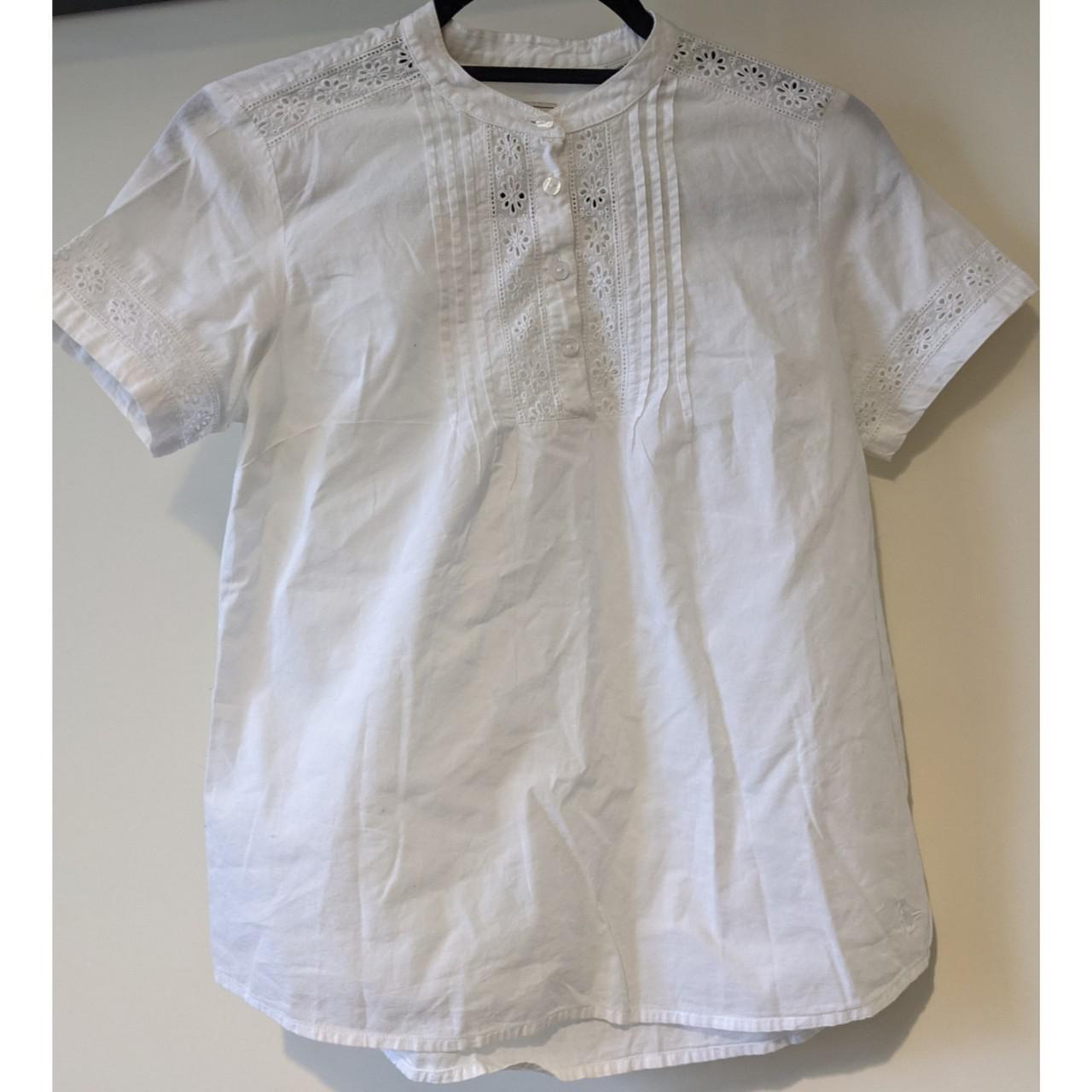 Jack wills white broderie anglaise blouse, size 6,... - Depop