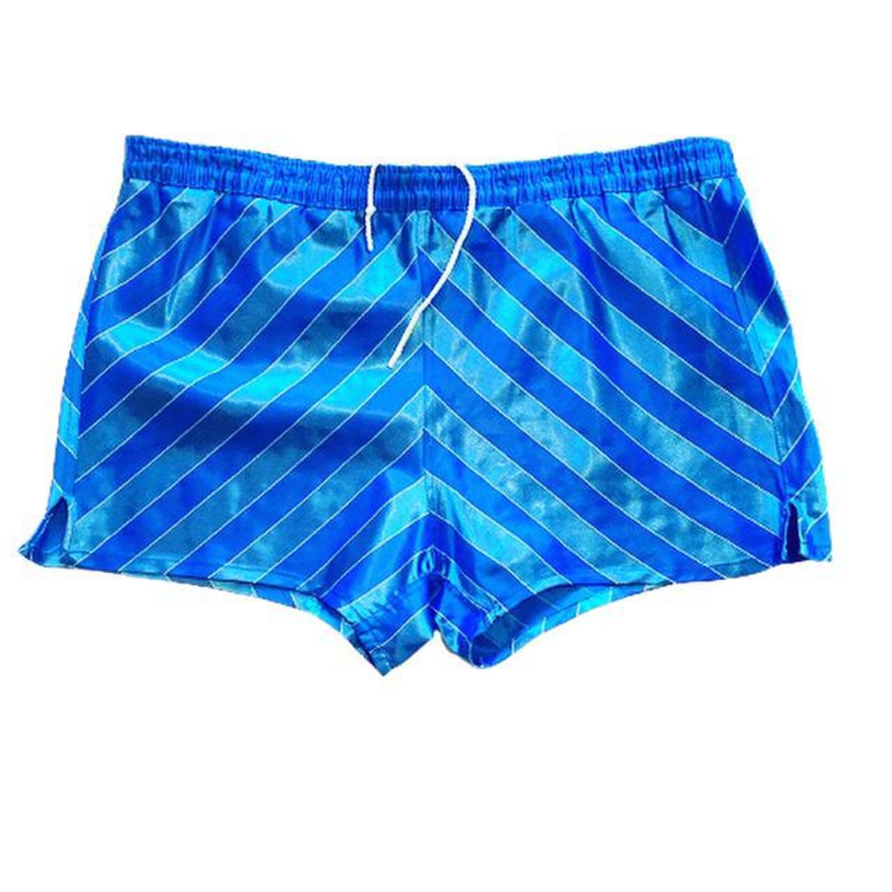 Vintage nylon shorts in metallic blue. Secret inside... - Depop