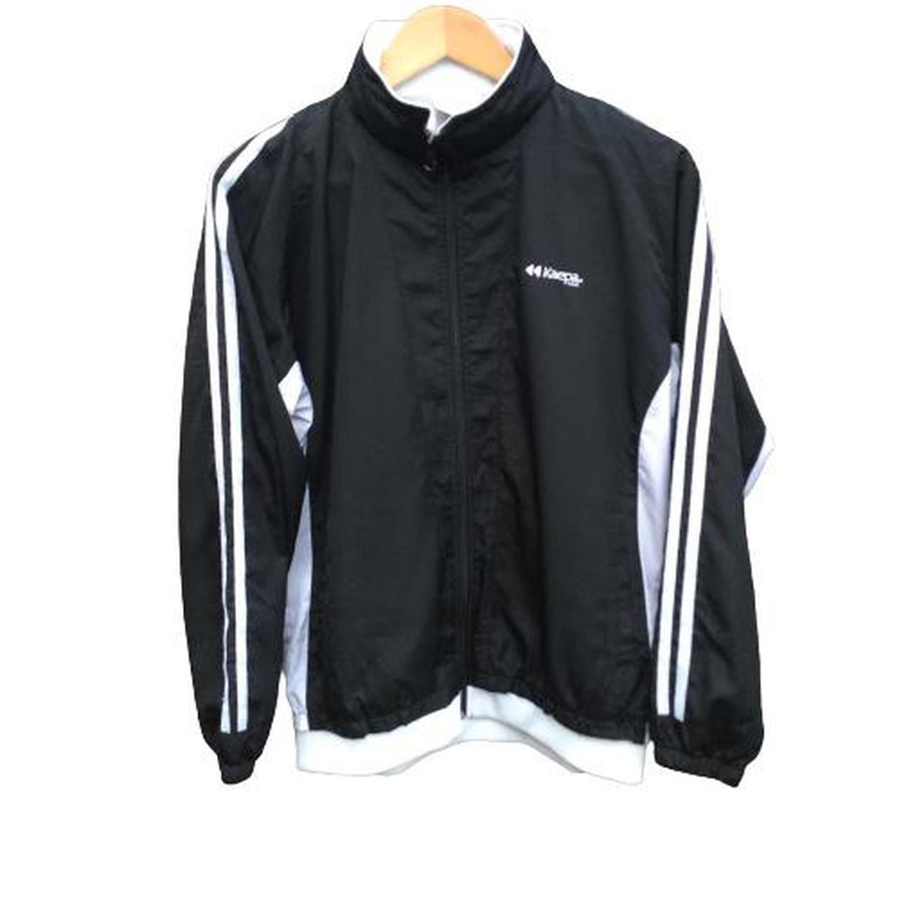 Vintage track jacket in black. Two signature white... Depop