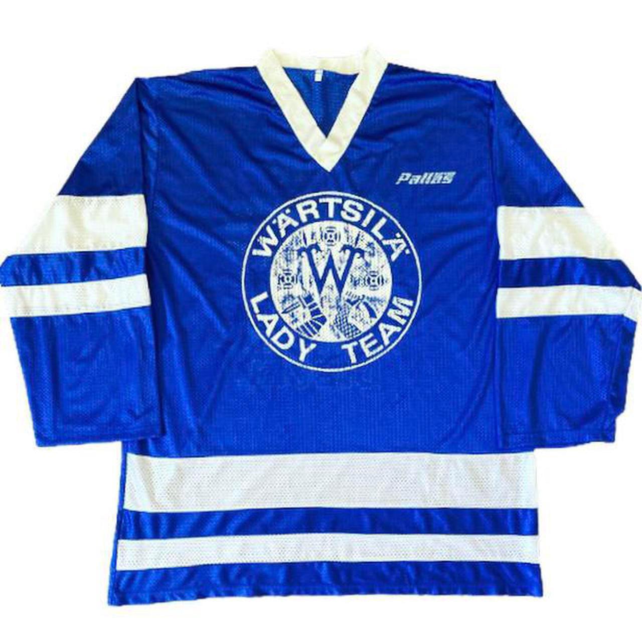 Vintage Icehockey jersey in blue with contrasting... Depop