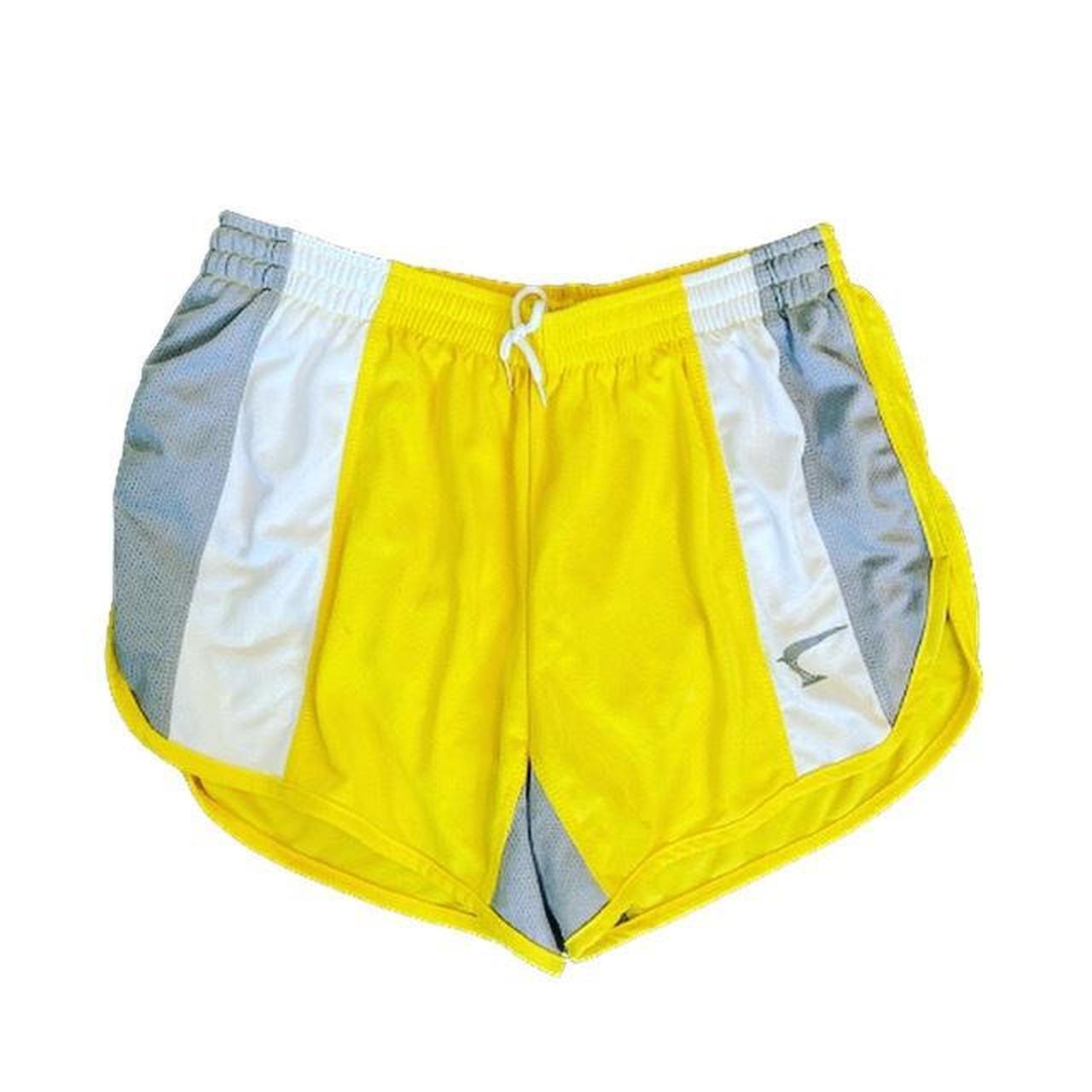 Mens vintage shorts in yellow. Contrasting white... Depop