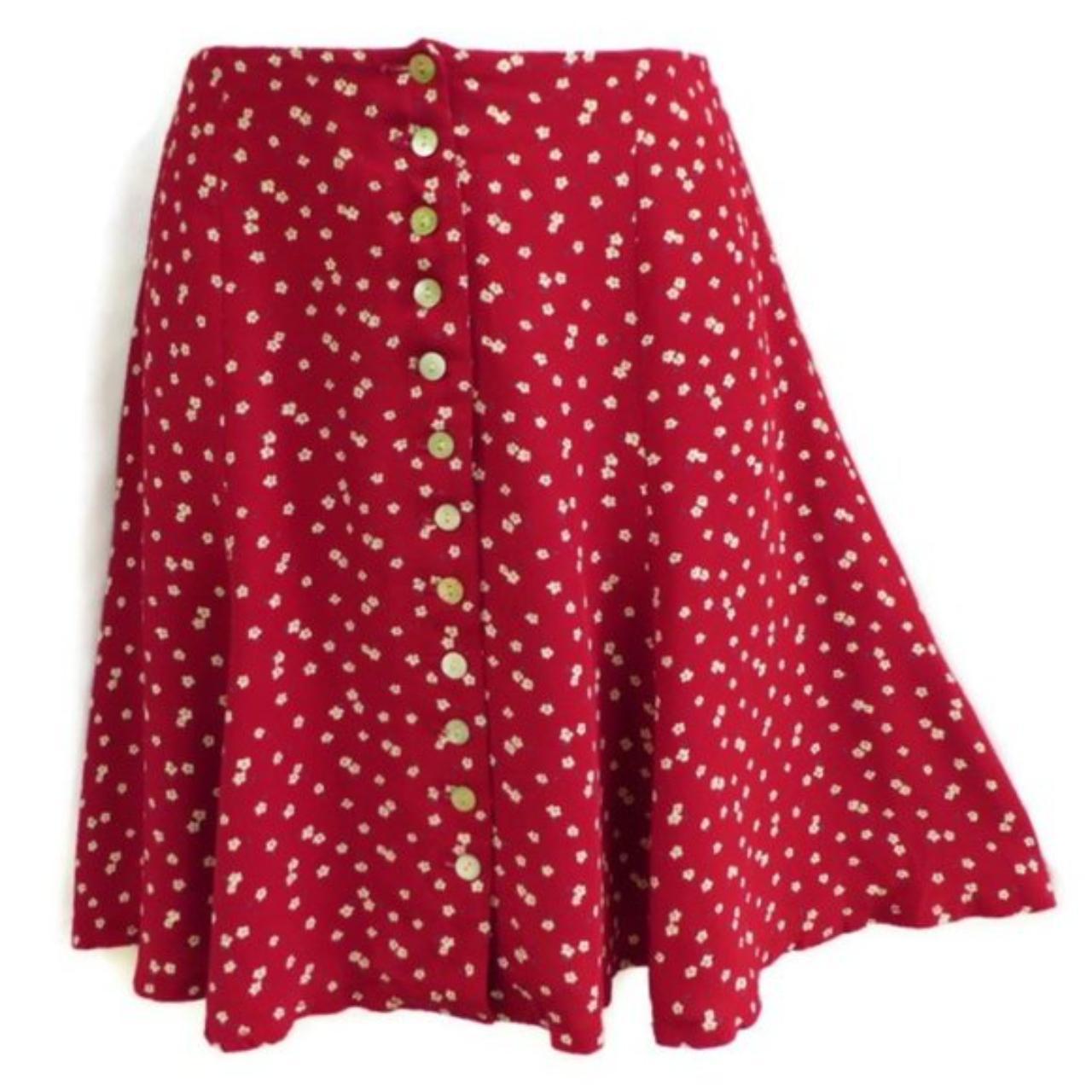 Women's Red and Cream Skirt | Depop