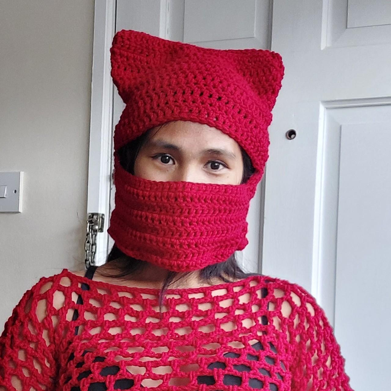 Ear cat hat crochet balaclava style I'm obsessed of... Depop