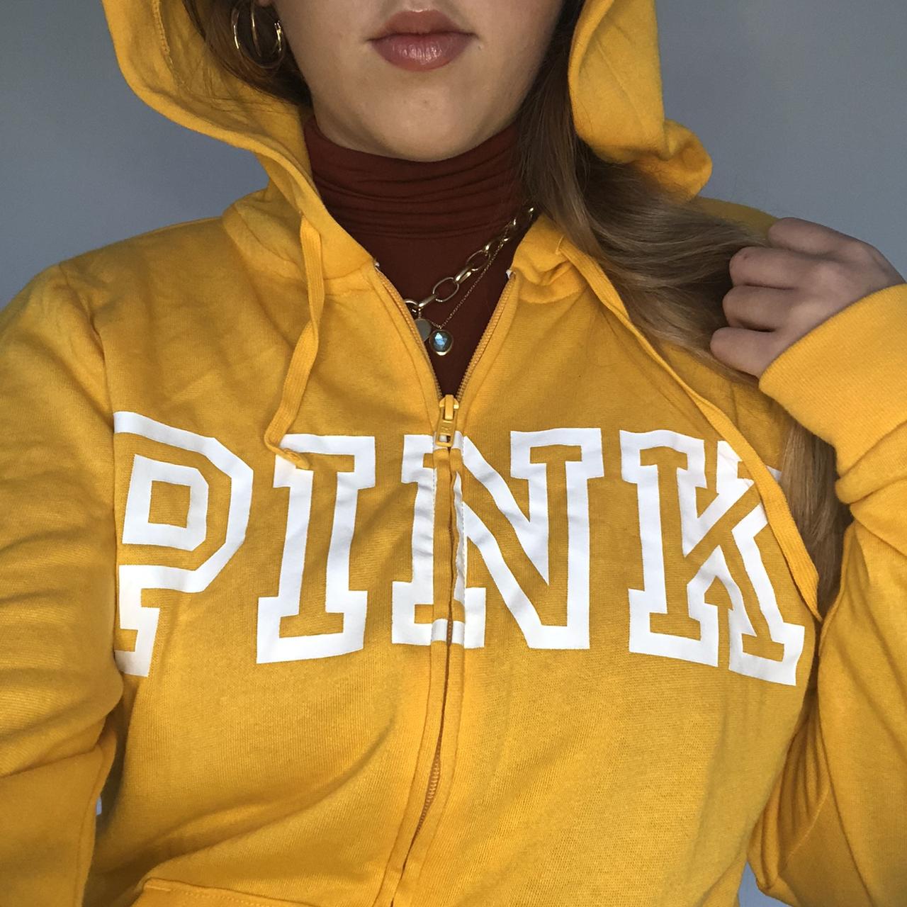 PINK Victoria Secret hoodie in yellow never worn. Depop