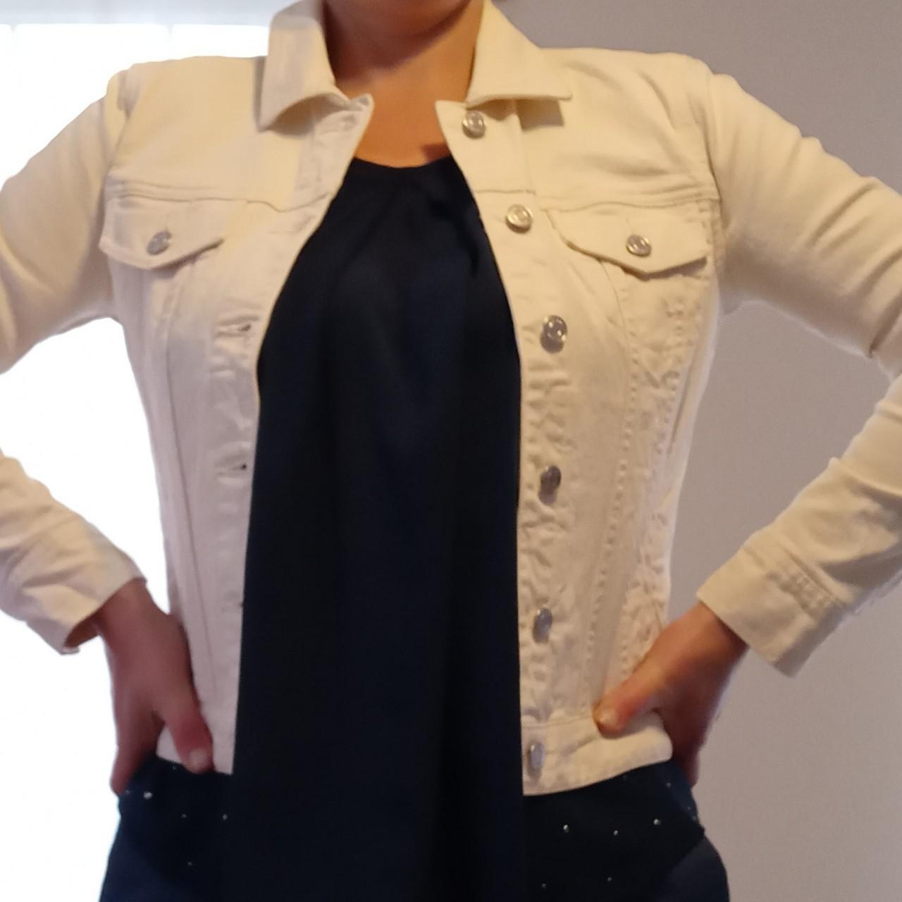 cream colored denim jacket