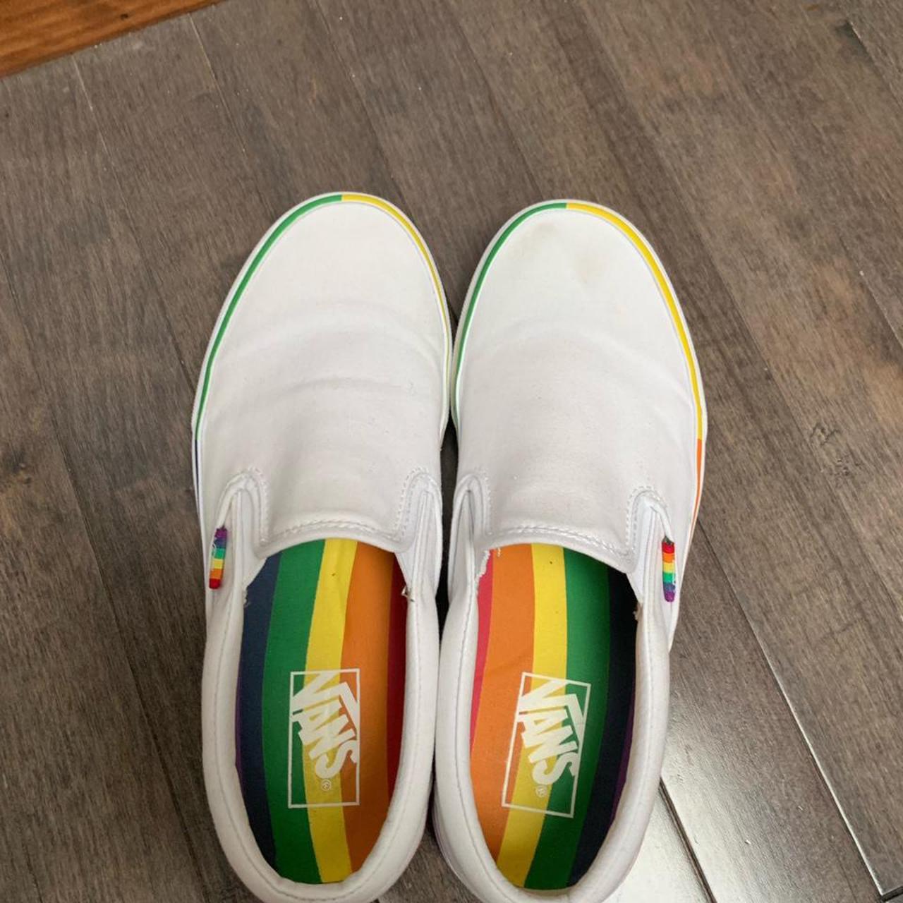 white slip on pride vans