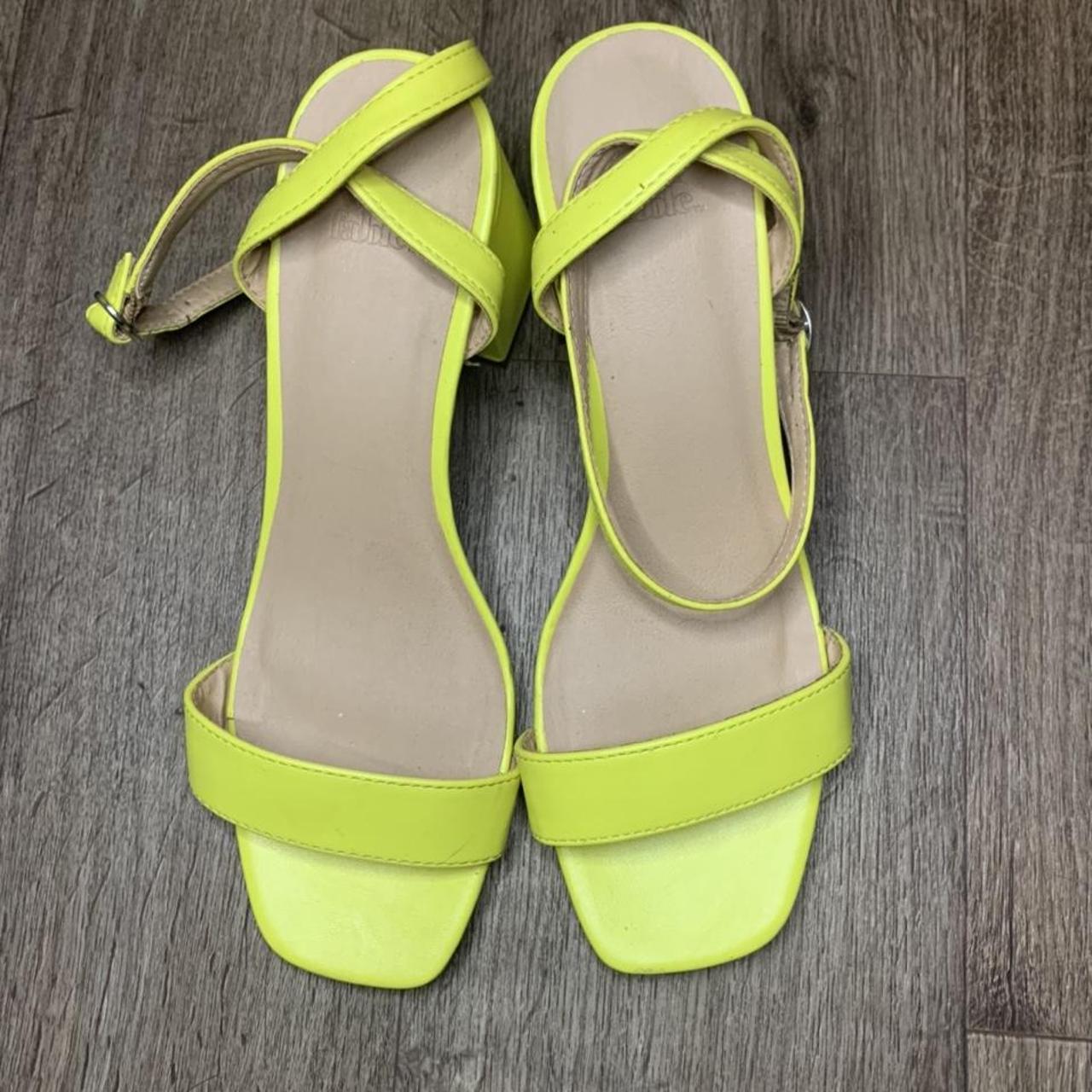 Neon Lime Green heeled Sandal Strapped Ankle with... - Depop