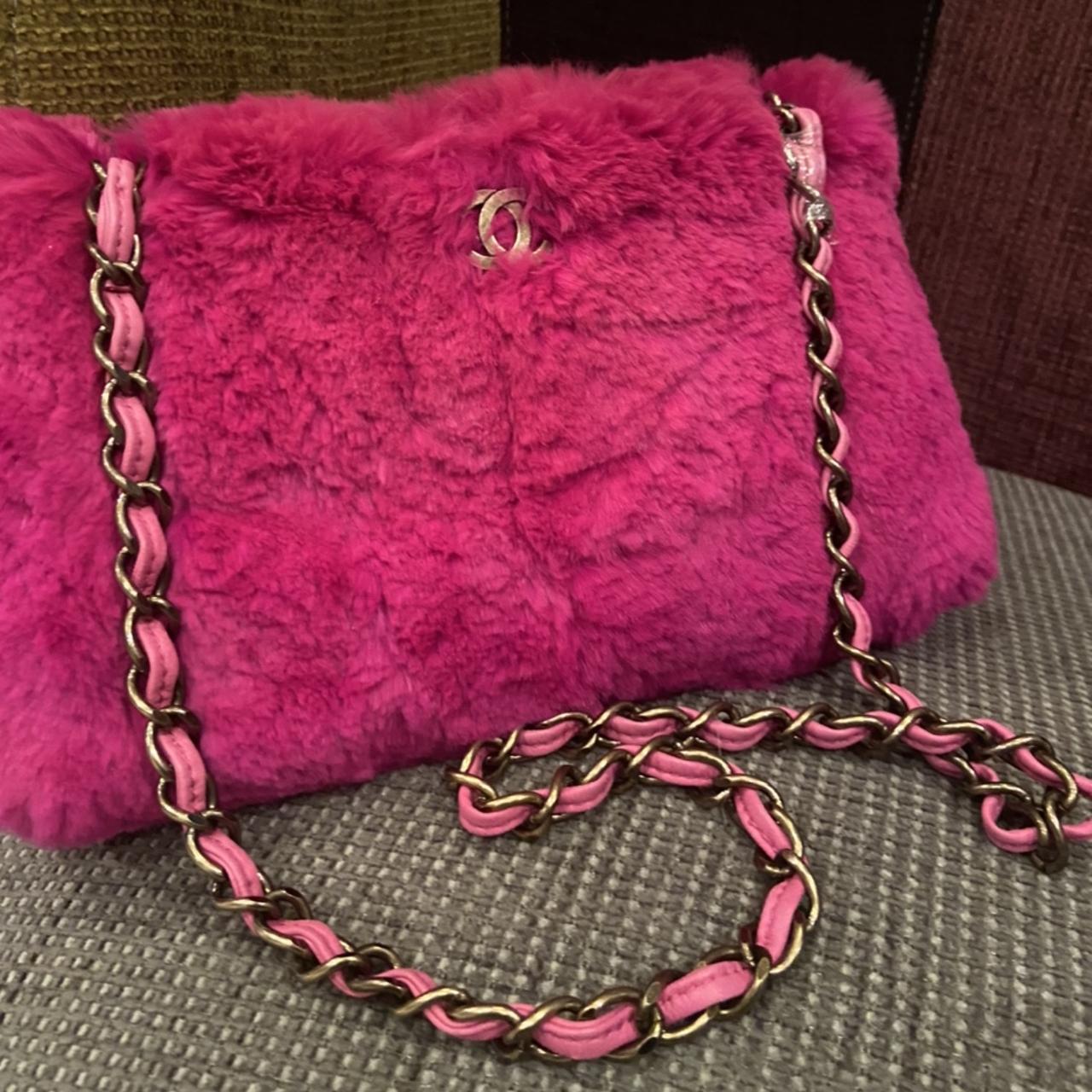 Chanel Vintage pink rabbit fur bag !! Excellent - Depop