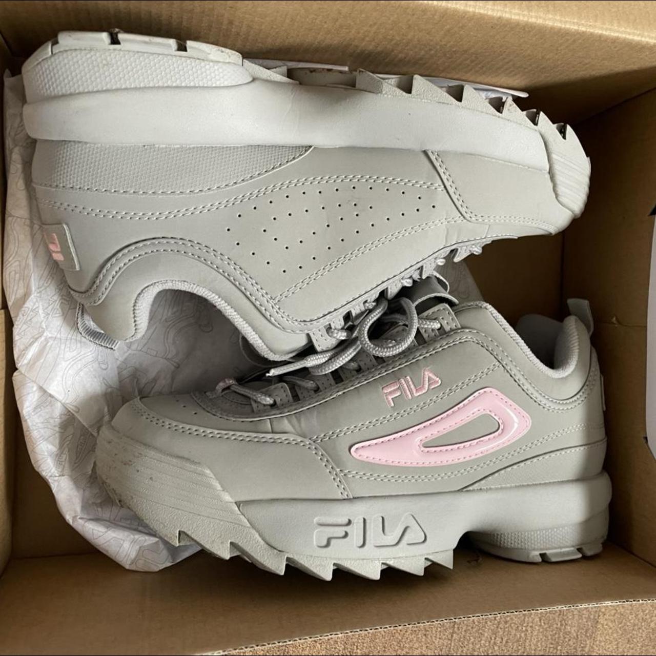 Grey and pink deals fila trainers