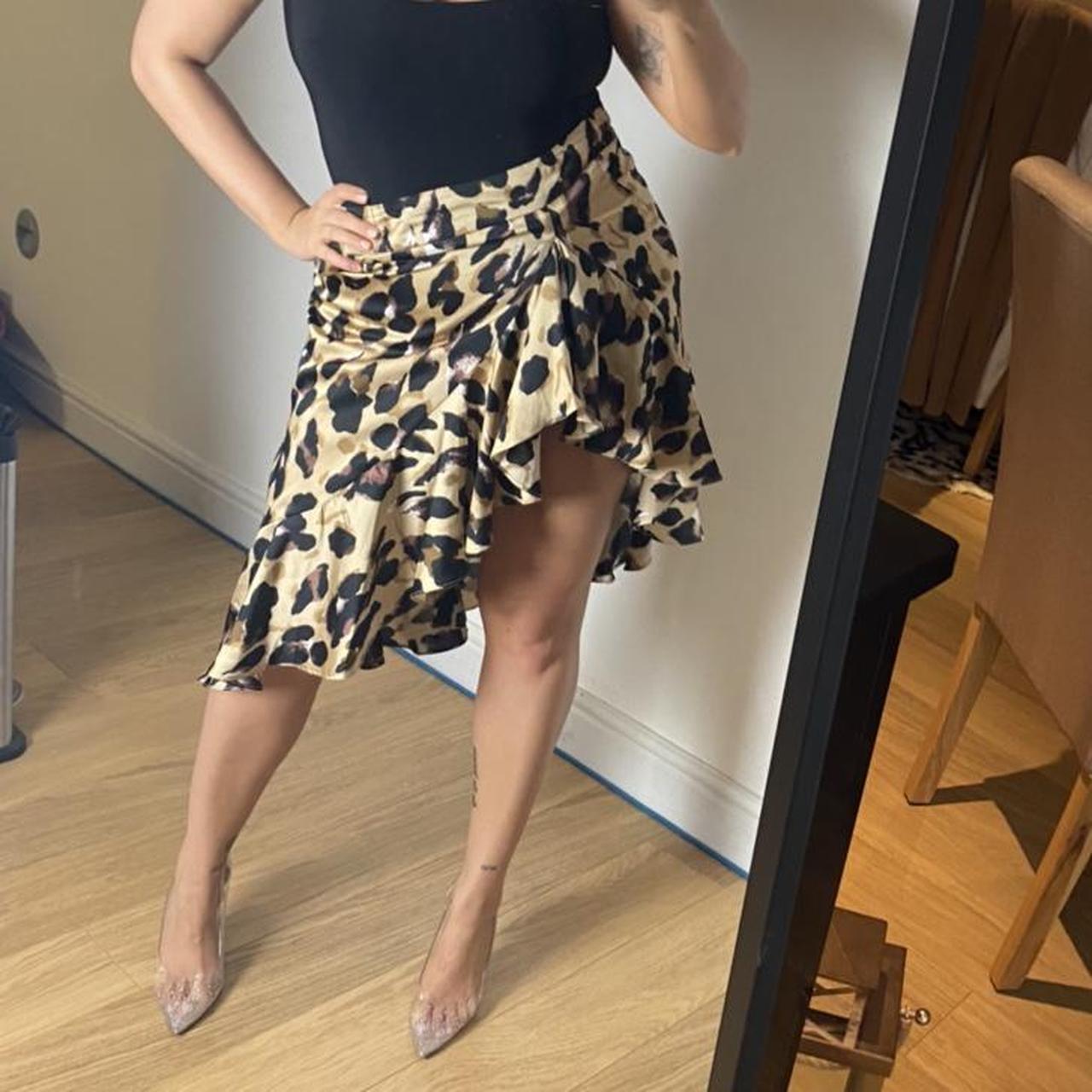 Leopard side split outlet skirt