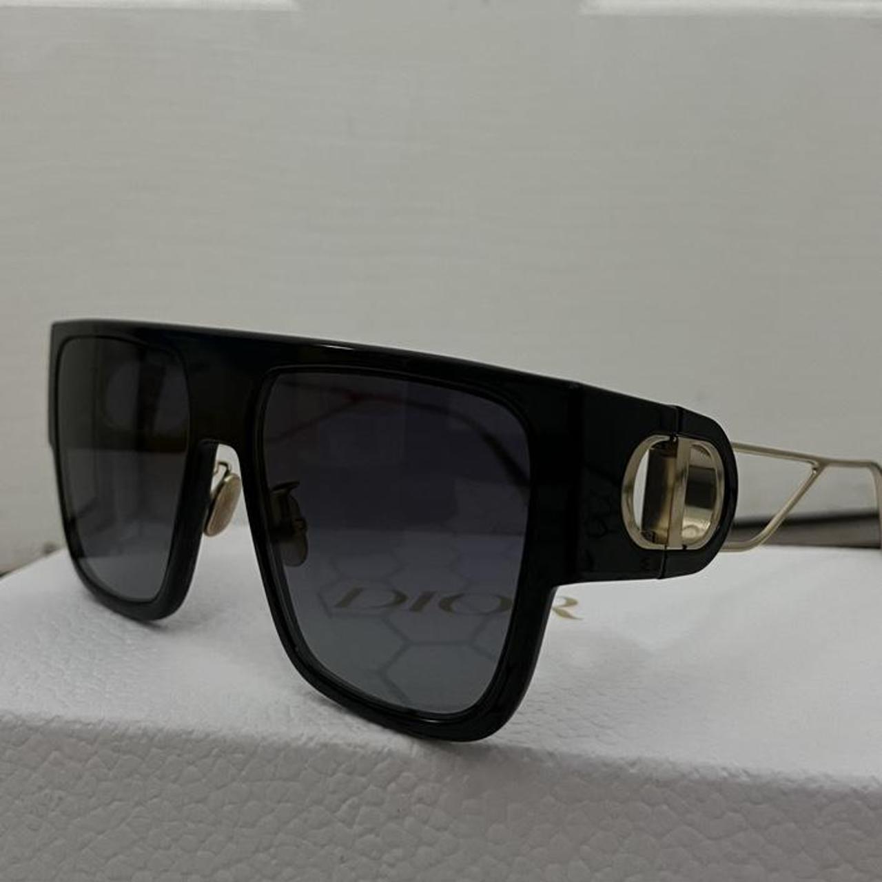 Dior Women's Black and Gold Sunglasses | Depop