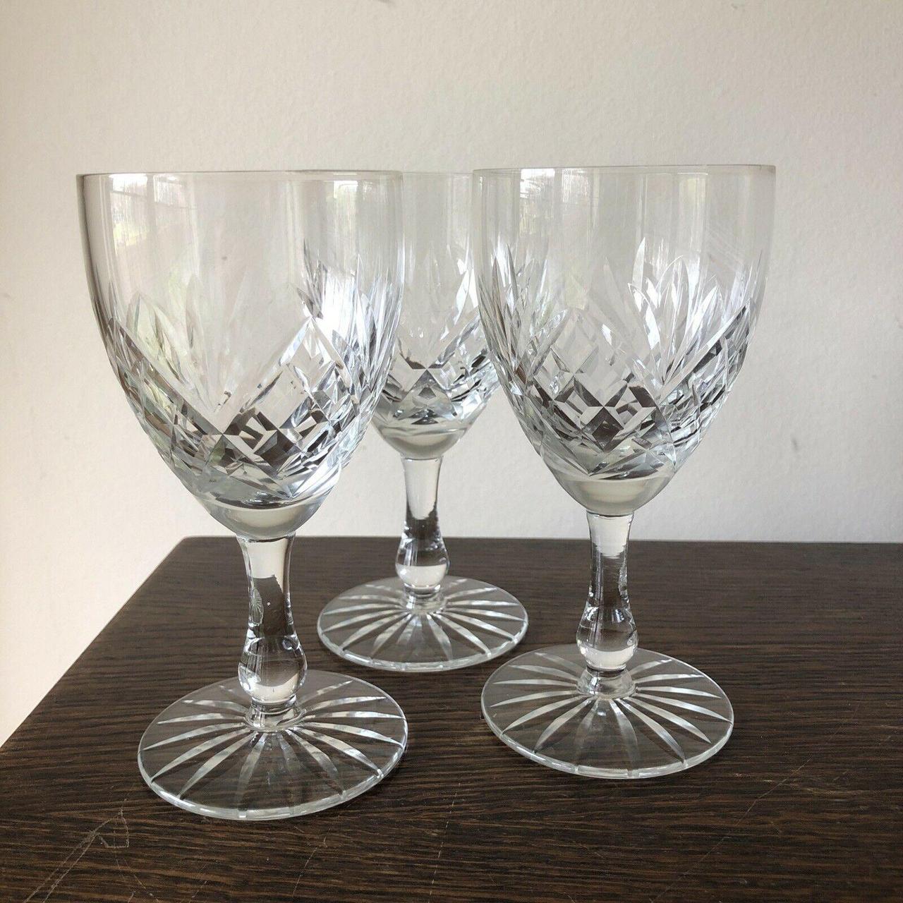 3x - Cut glass small white wine glasses - tipples... - Depop