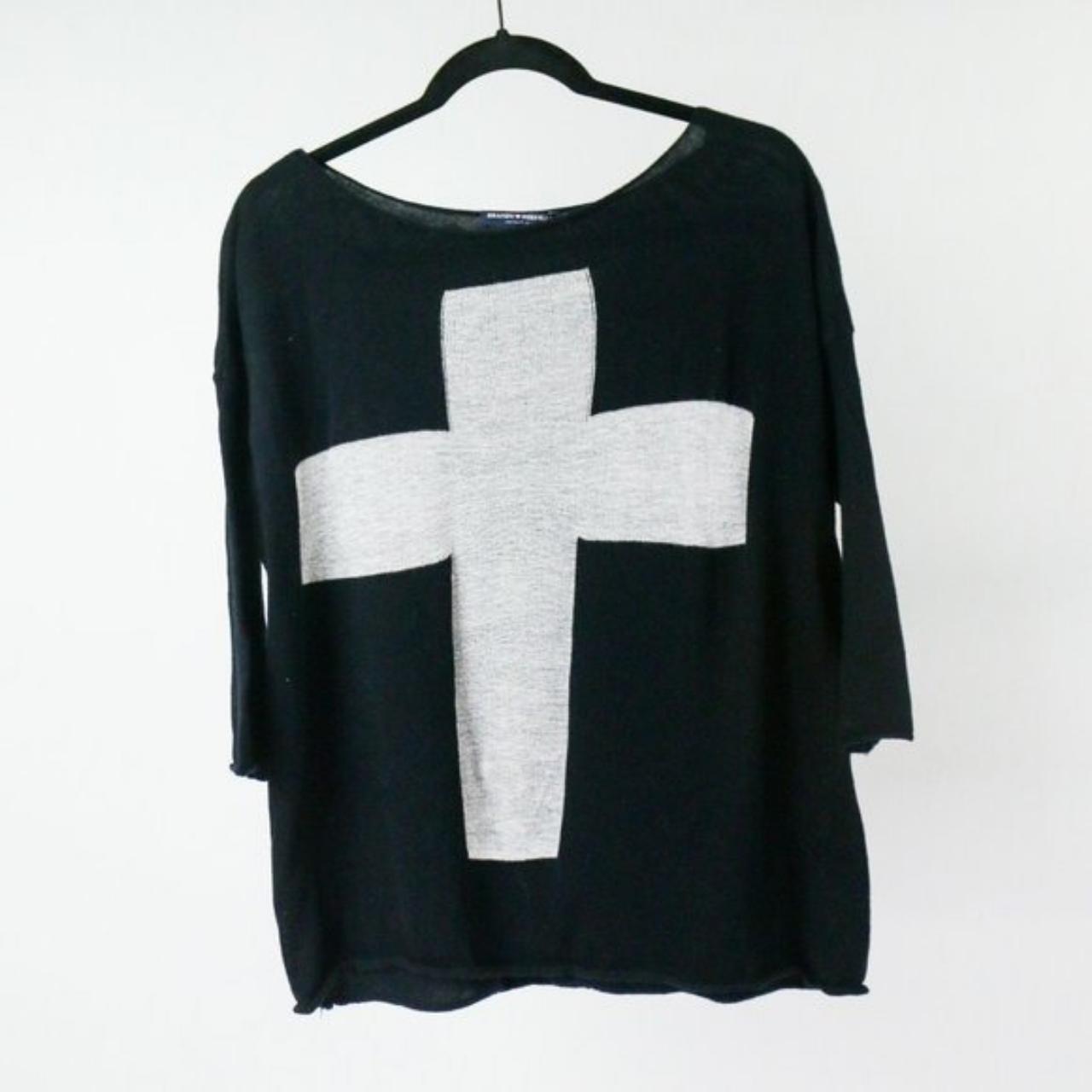 Brandy Melville Cross Top Knit Sweater... - Depop