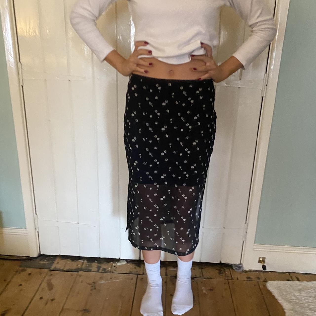 Hollister ultra highrise midi skirt with mesh... Depop