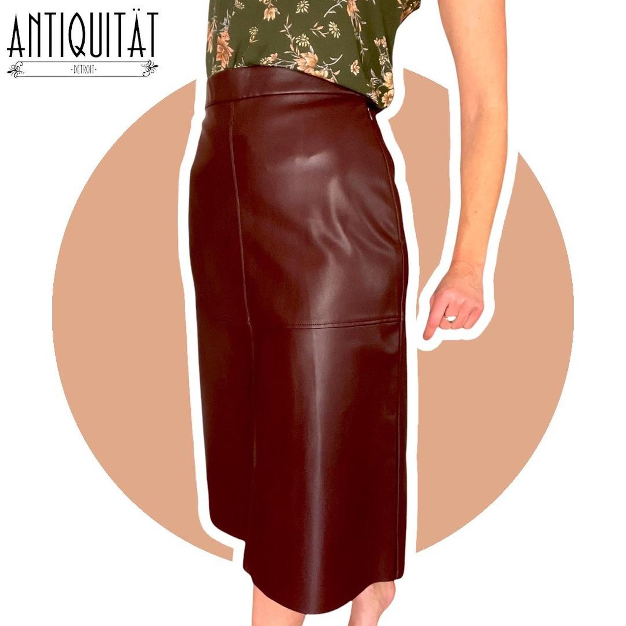 burgundy leather skirt h&m