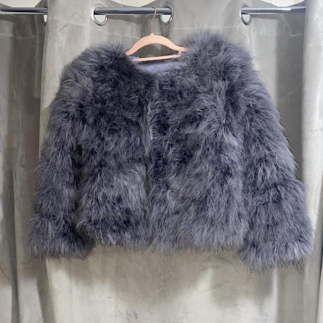 Grey ostrich feather outlet jacket