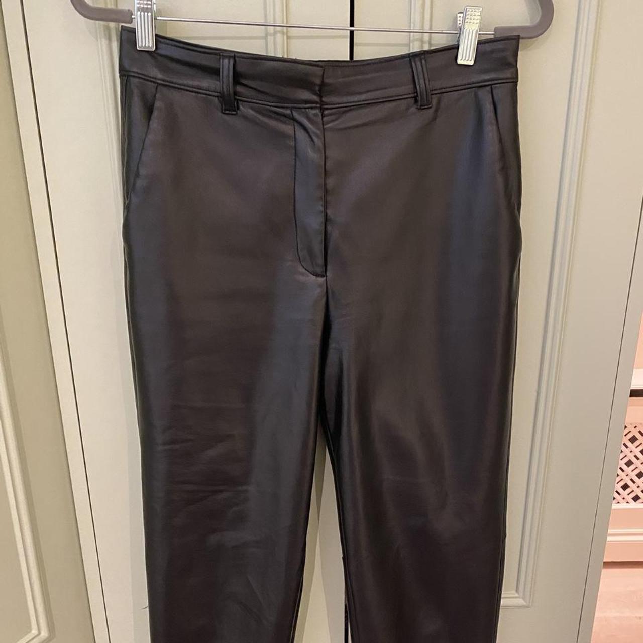 Aritzia Babaton Command Leather Pants Black size... - Depop