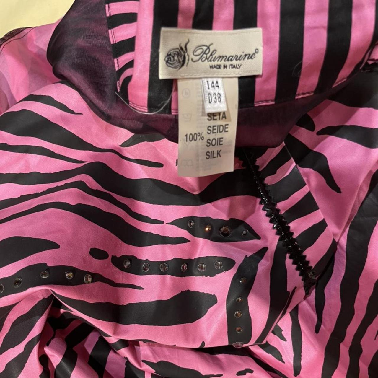 Blumarine vintage ICONIC pink zebra print skirt... - Depop