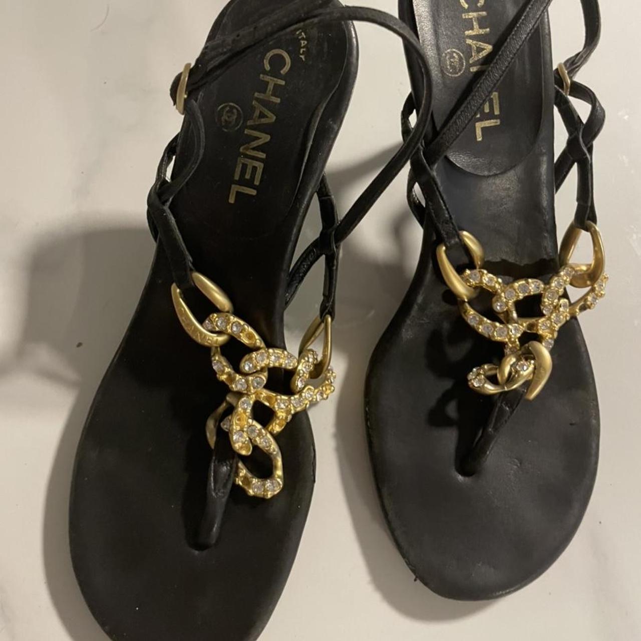 CHANEL vintage chain sandals heels 💞💞 RAREST PAIR OF... - Depop