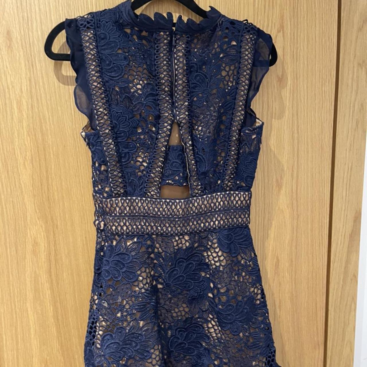 Reiss blue lace dress. Beautiful detailing on the... - Depop