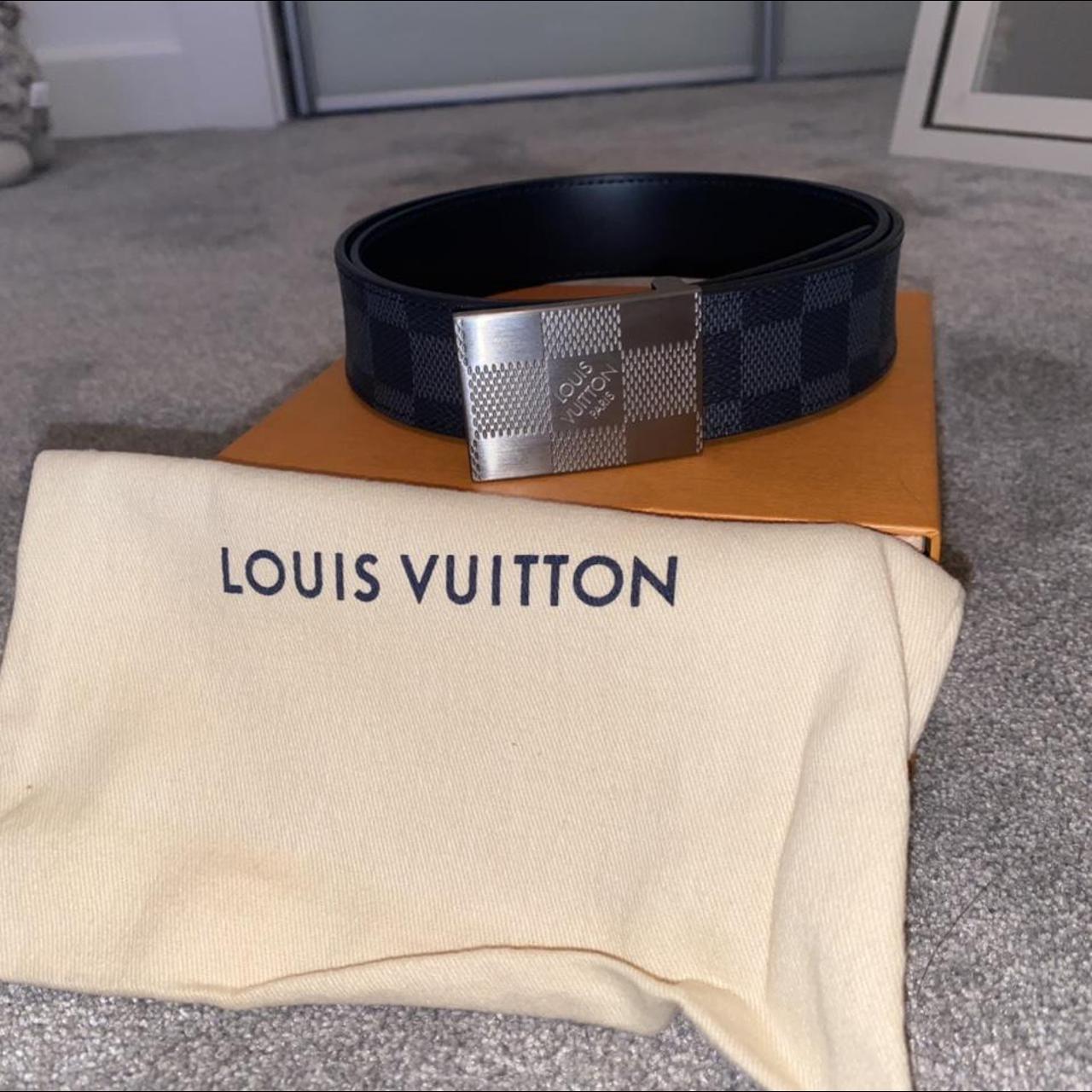 Men’s Louis Vuitton black/grey belt 90cm Excellent... - Depop