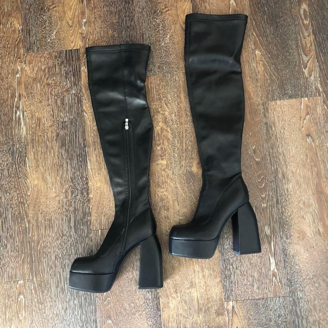 Faux leather thigh high boots Us 9 Eu 40 Never been... - Depop