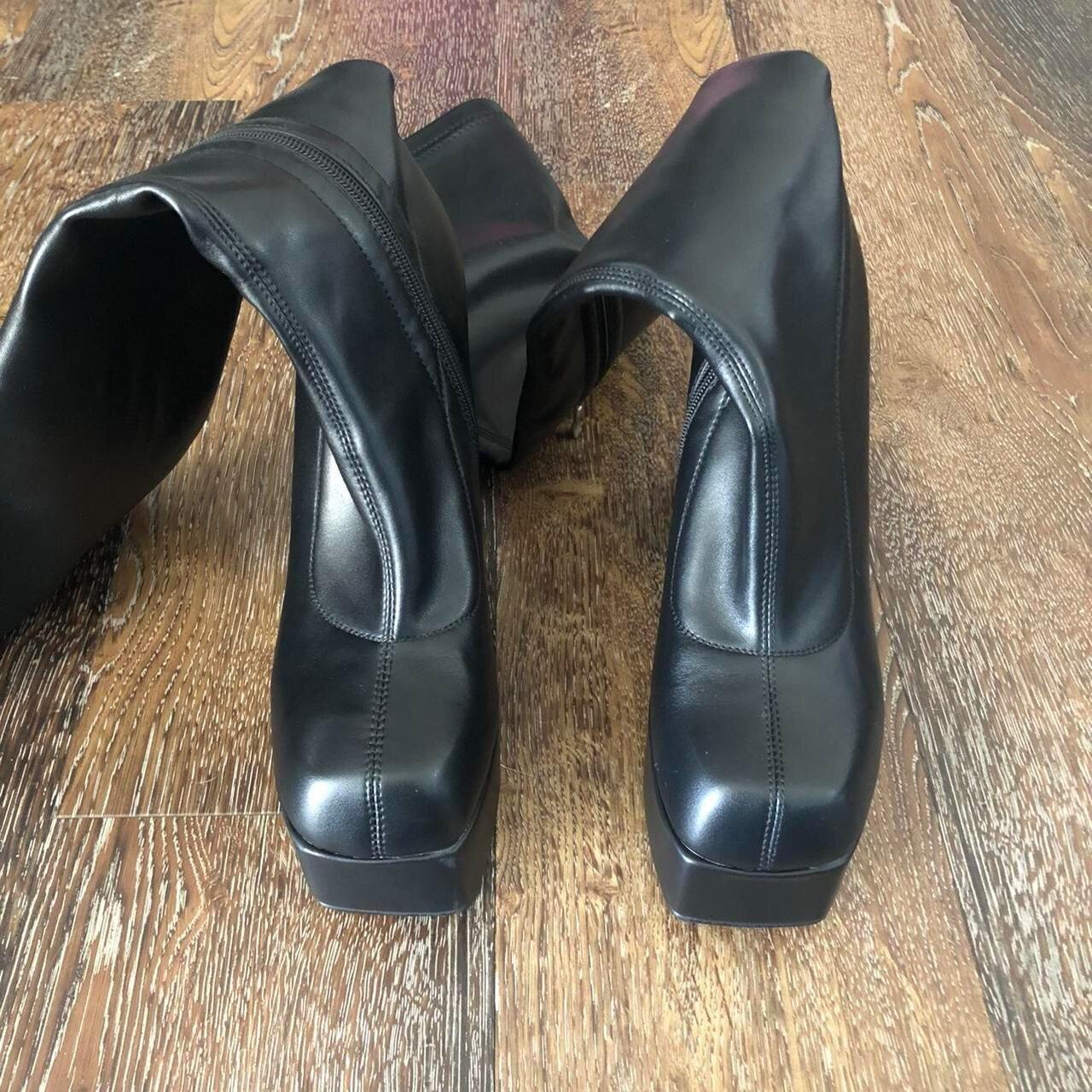faux leather thigh boots