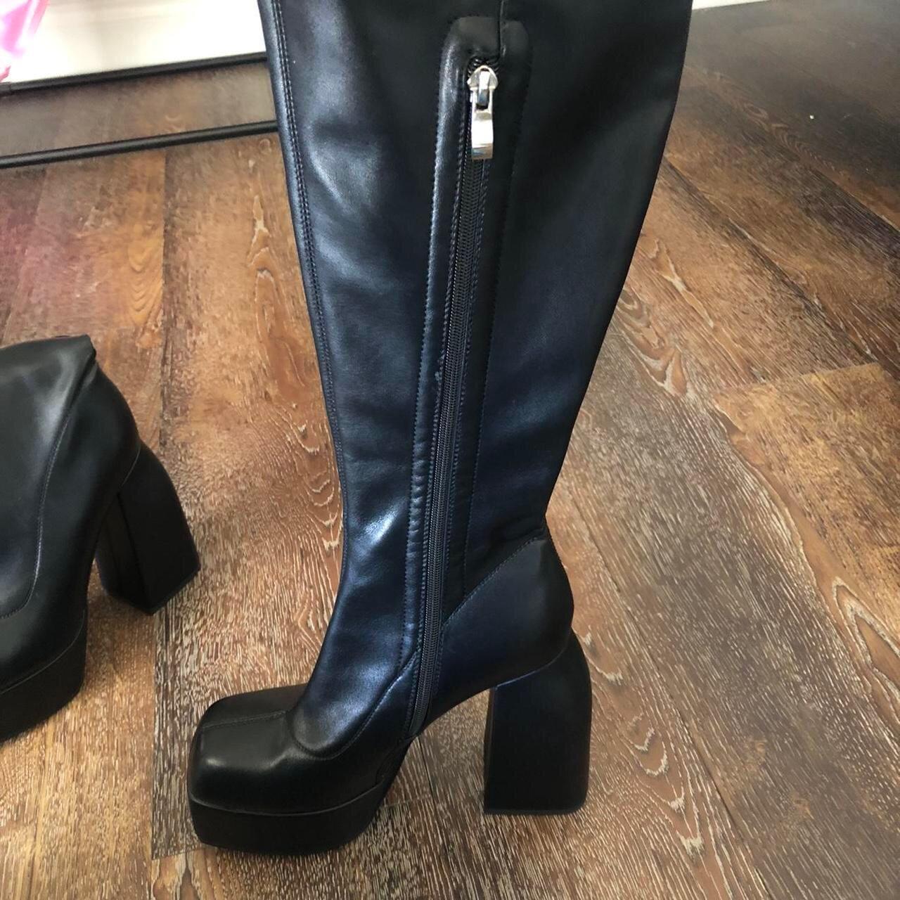 faux leather thigh boots