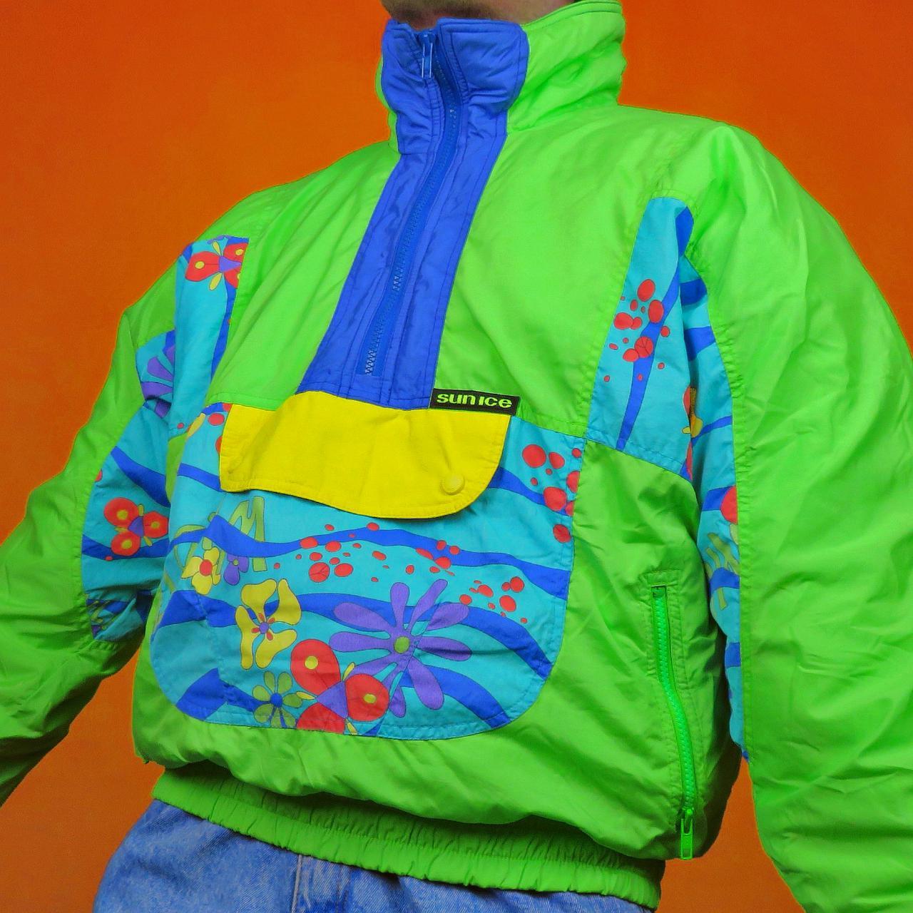 80s vintage colourblock ski snowboard jacket by Sun... - Depop