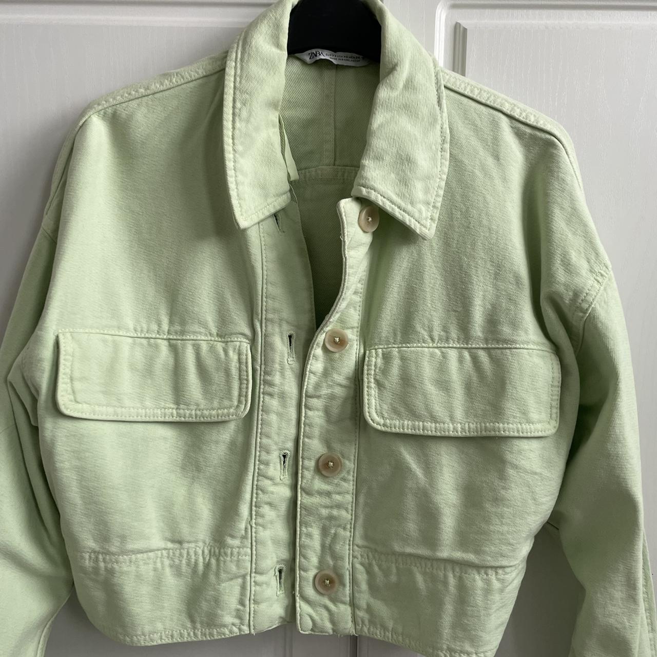 Zara mint green denim button up jacket. Size XS....