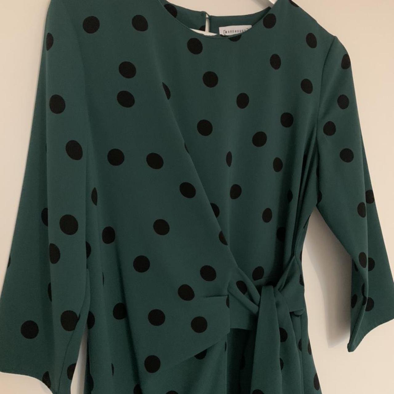 Warehouse green sales polka dot dress