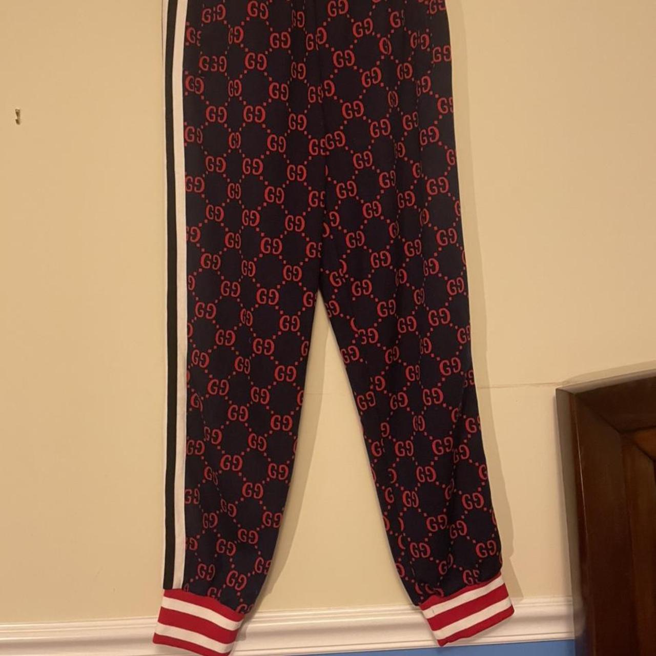 gucci track suit pants size double xl but fit as a... Depop