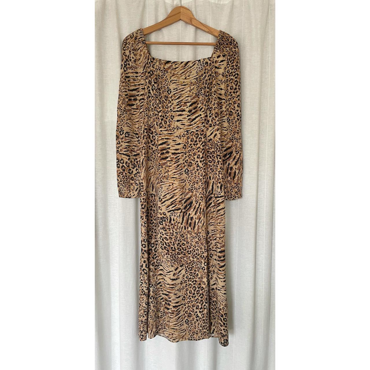 warehouse animal print midi dress