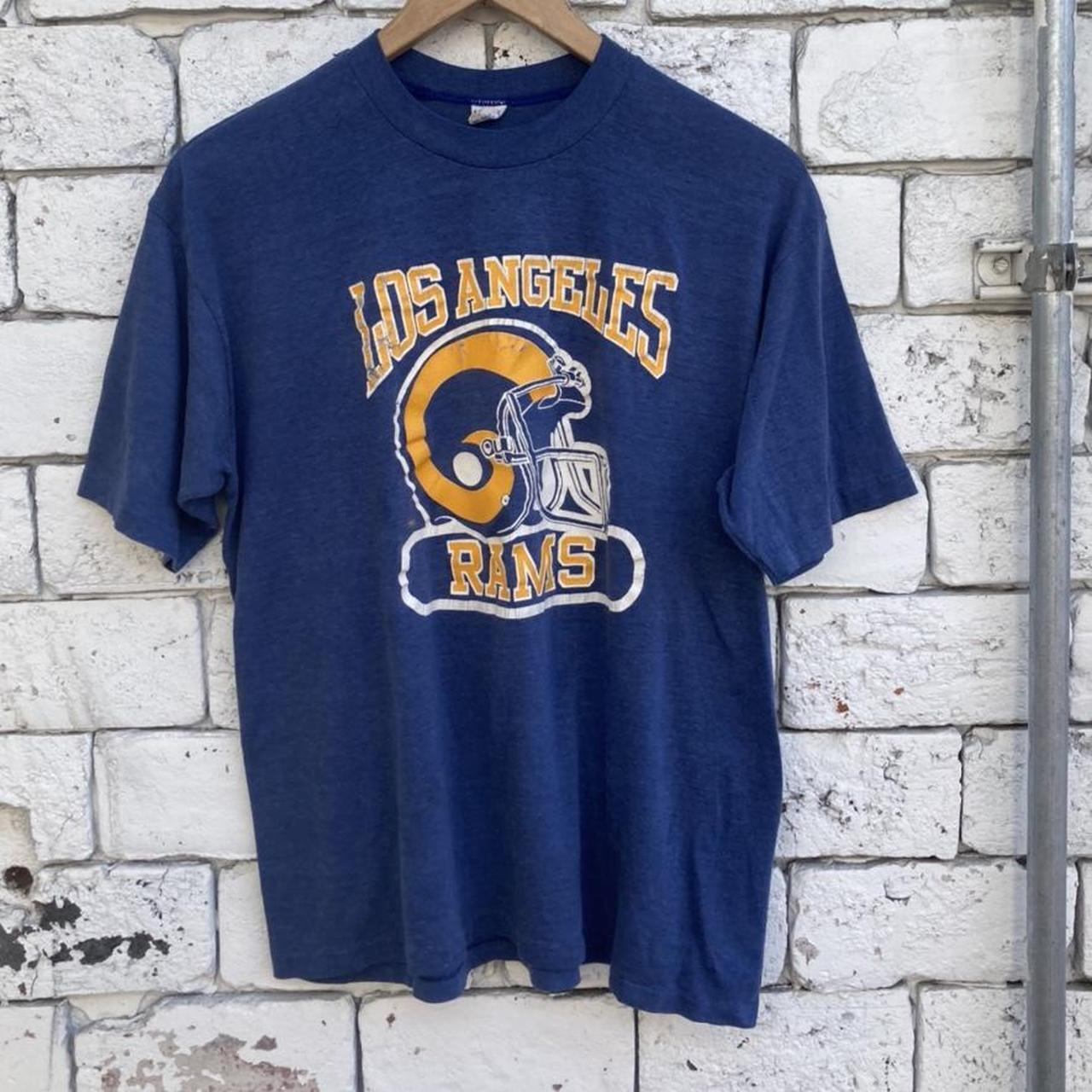 Vintage 80s LOGO 7 LOS ANGELES RAMS T-SHIRT SIZE... - Depop