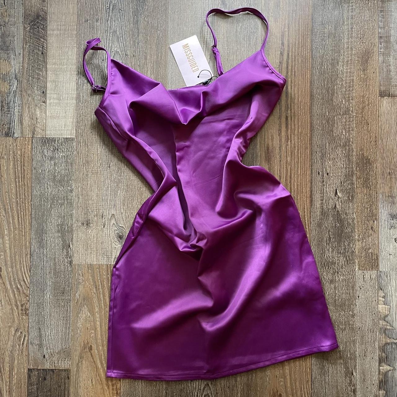 Missguided purple satin dress best sale