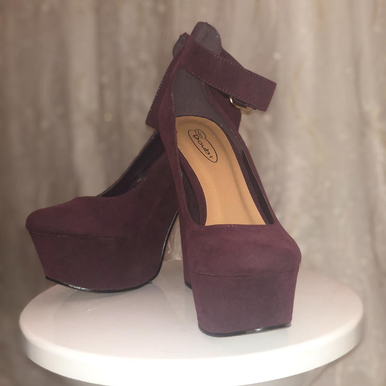 burgundy platform heels
