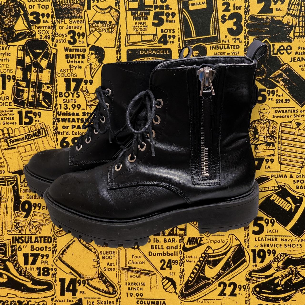 faux leather combat boots