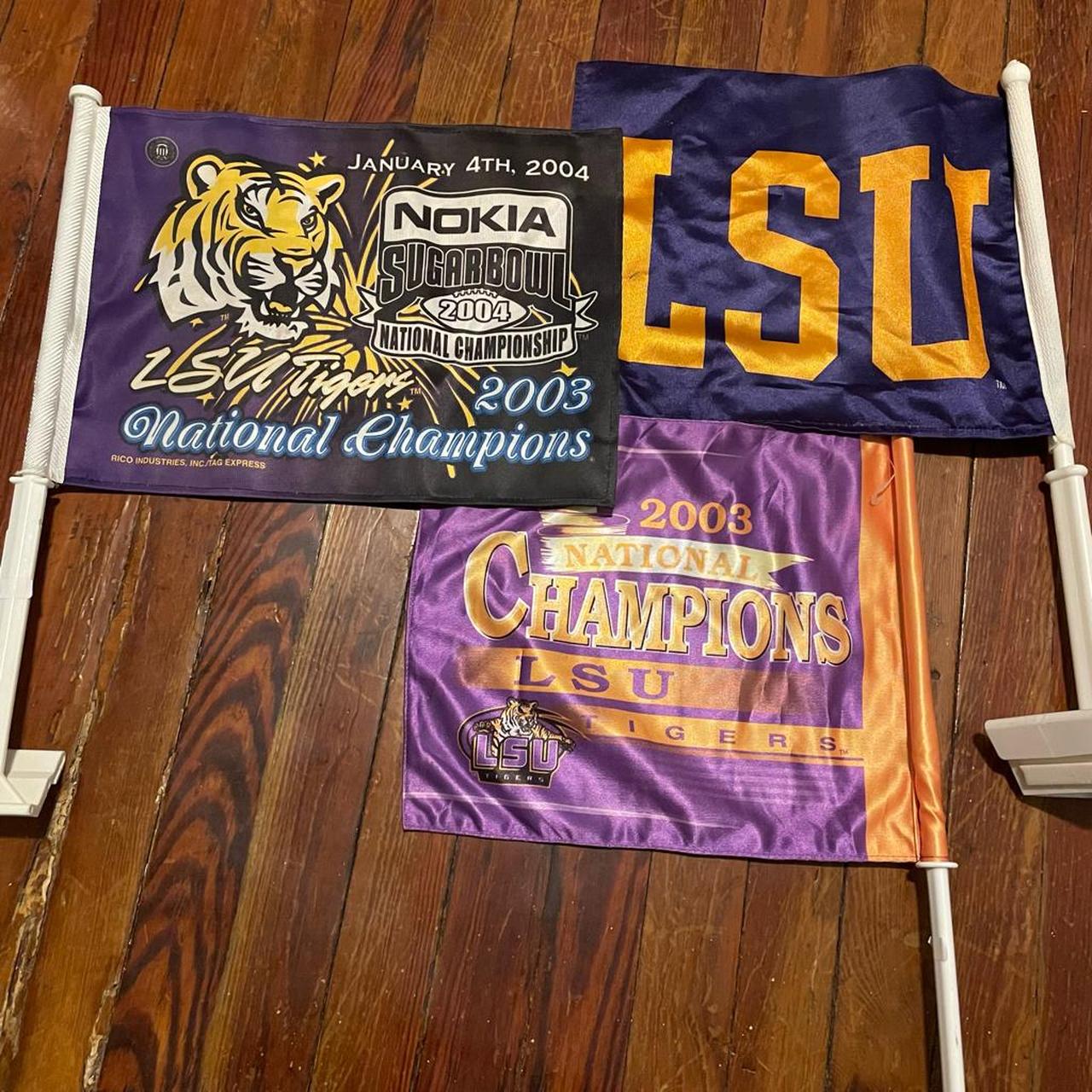 Lot Of 3 Vintage LSU Car Flags Championship Sugar Bowl Champions hot 2003 2004