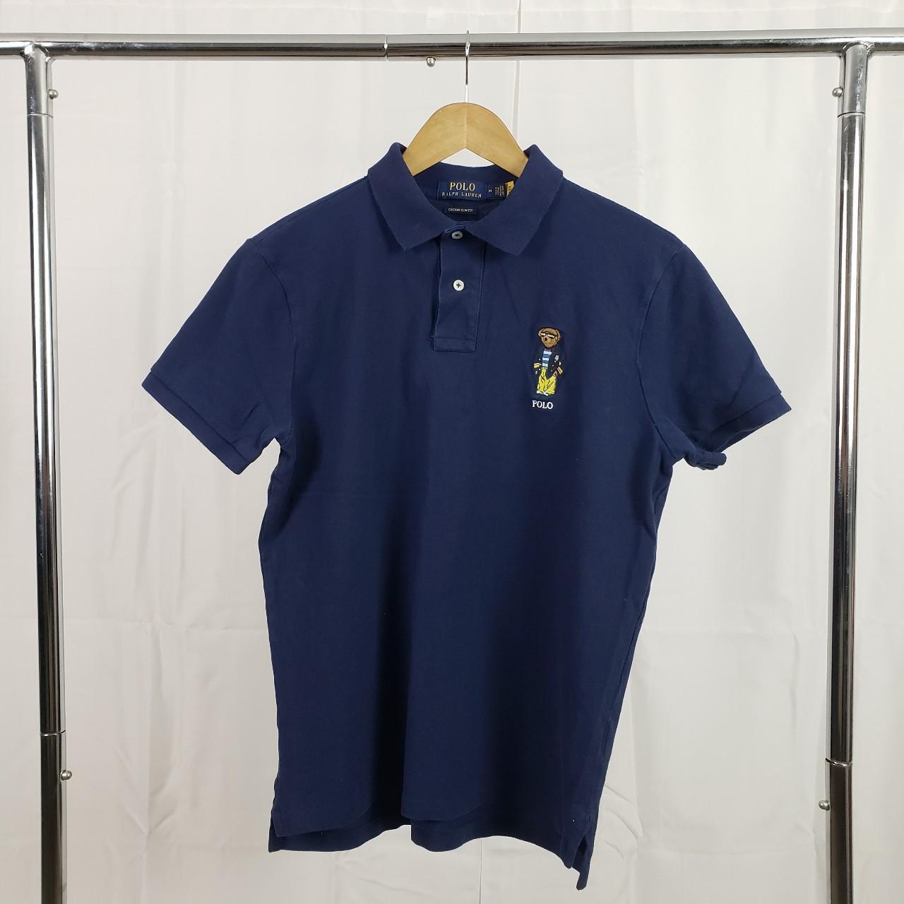 Polo Bear Navy Blue Polo Shirt Custom Slim Fit... - Depop