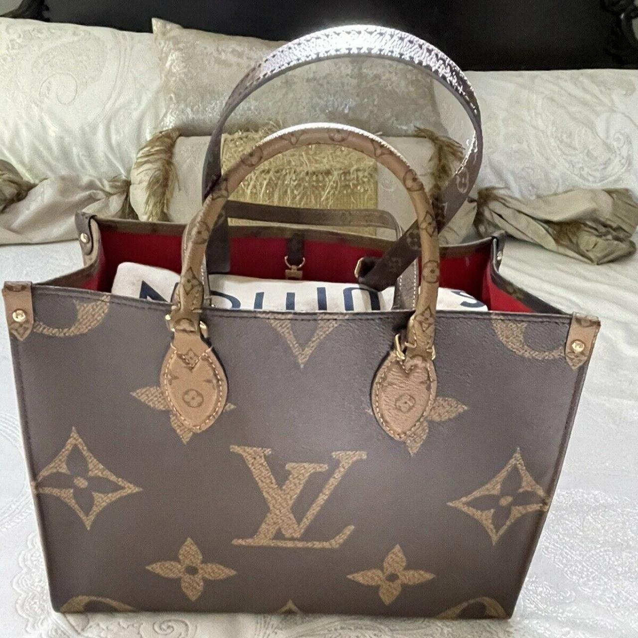 Louis Vuitton Brown Onthego MM Purse Double Shoulder Strap And