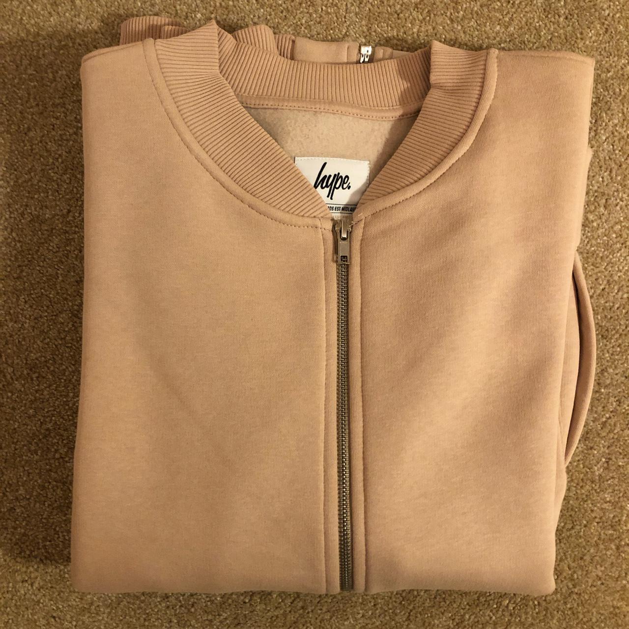 Beige Hype Zip Up sweatshirt jacket with pockets.... - Depop