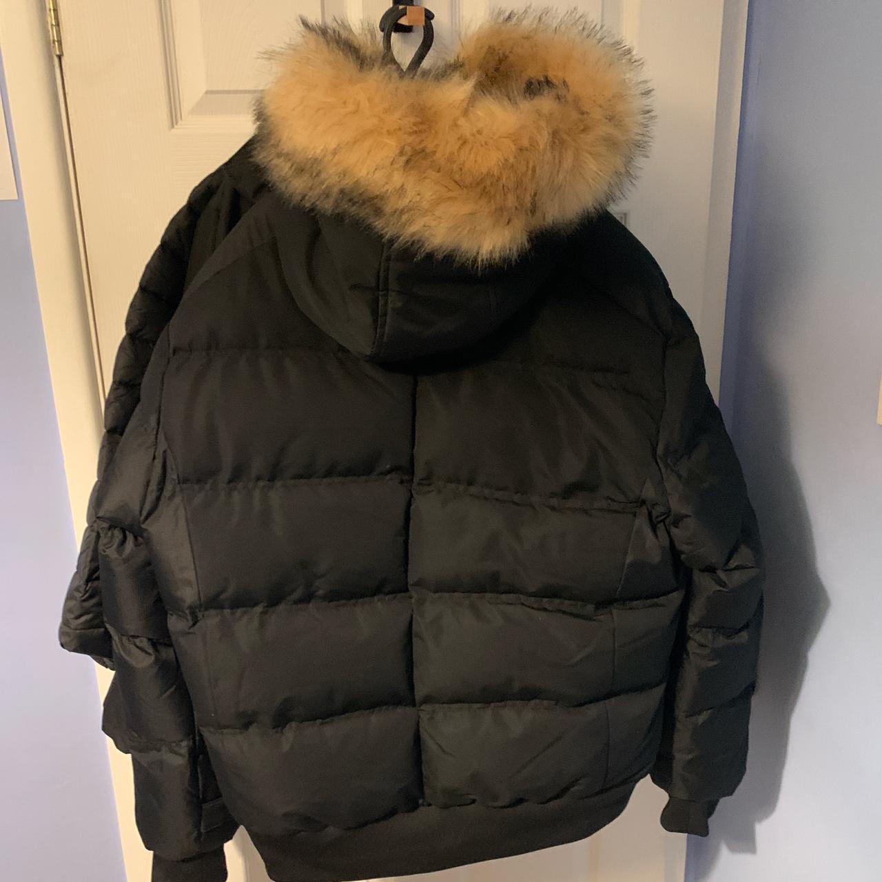 zavetti canada coat black fur hood xl... - Depop