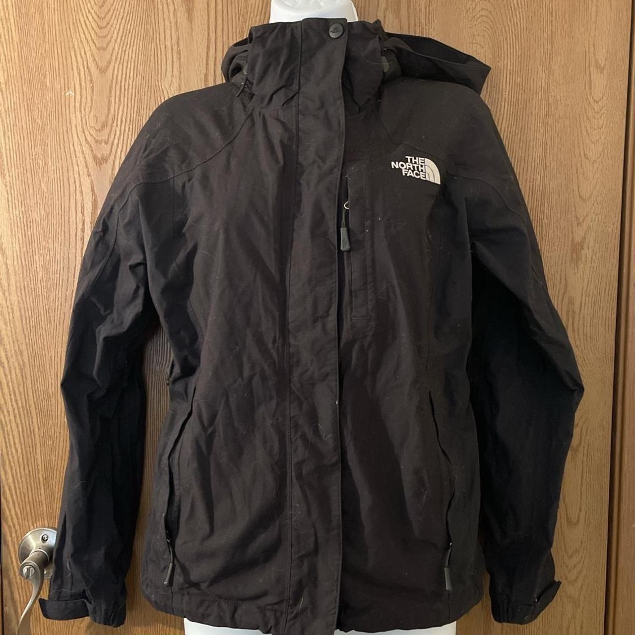 The north face thick rain jacket with hood and... - Depop