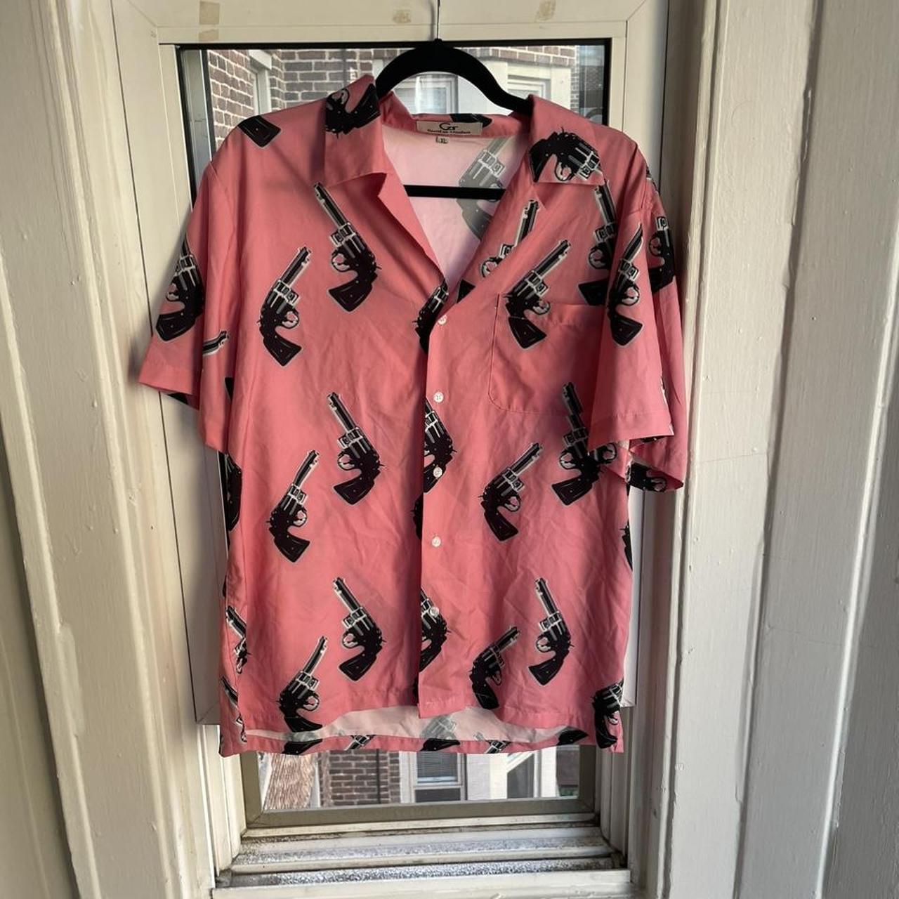 American Vintage Men's Pink and Black Shirt | Depop