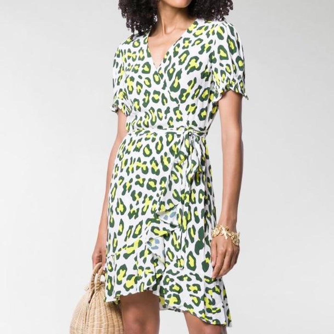 DVF Emilia leopardprint crepe wrap mini dress Depop